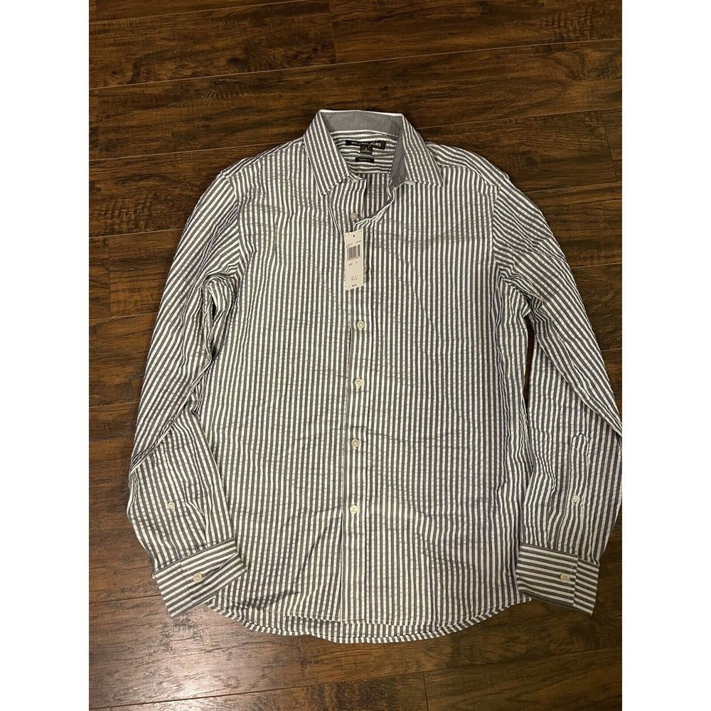 MICHAEL KORS CLASS FIT L/S BUTTON DOWN SHIRT STRIPED MIDNIGHT MENS MED